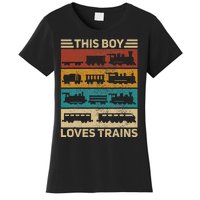 This Boy Loves Trains Lover Wagon Train Women's T-Shirt