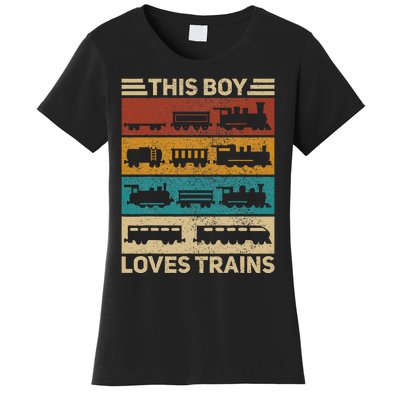 This Boy Loves Trains Lover Wagon Train Women's T-Shirt