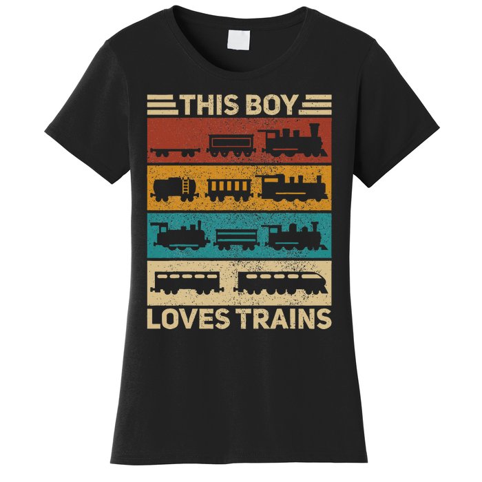 This Boy Loves Trains Lover Wagon Train Women's T-Shirt