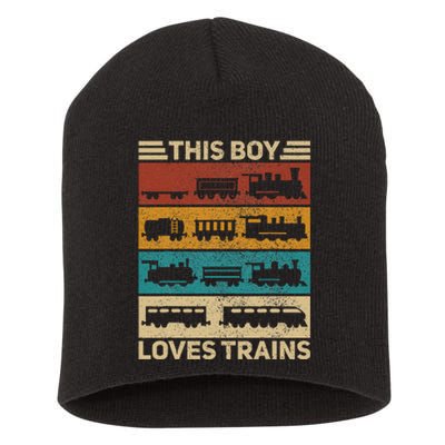 This Boy Loves Trains Lover Wagon Train Short Acrylic Beanie