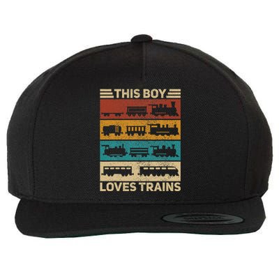 This Boy Loves Trains Lover Wagon Train Wool Snapback Cap