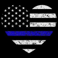 Thin Blue Line American Flag Heart Police Cooling Performance Crew T-Shirt