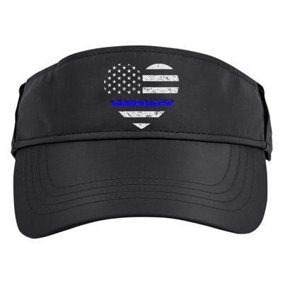 Thin Blue Line American Flag Heart Police Adult Drive Performance Visor