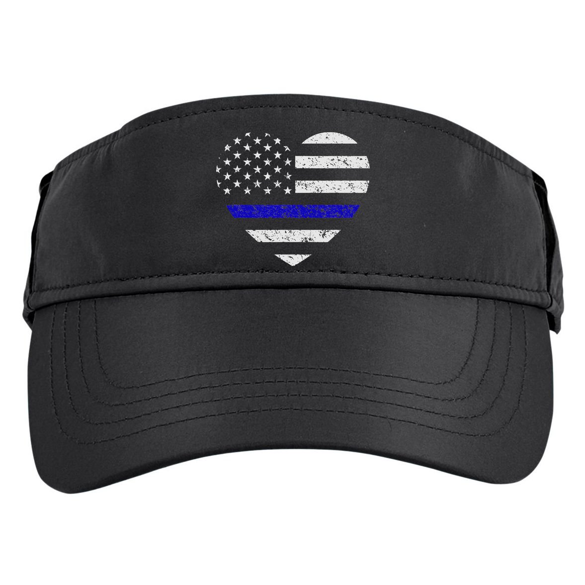 Thin Blue Line American Flag Heart Police Adult Drive Performance Visor
