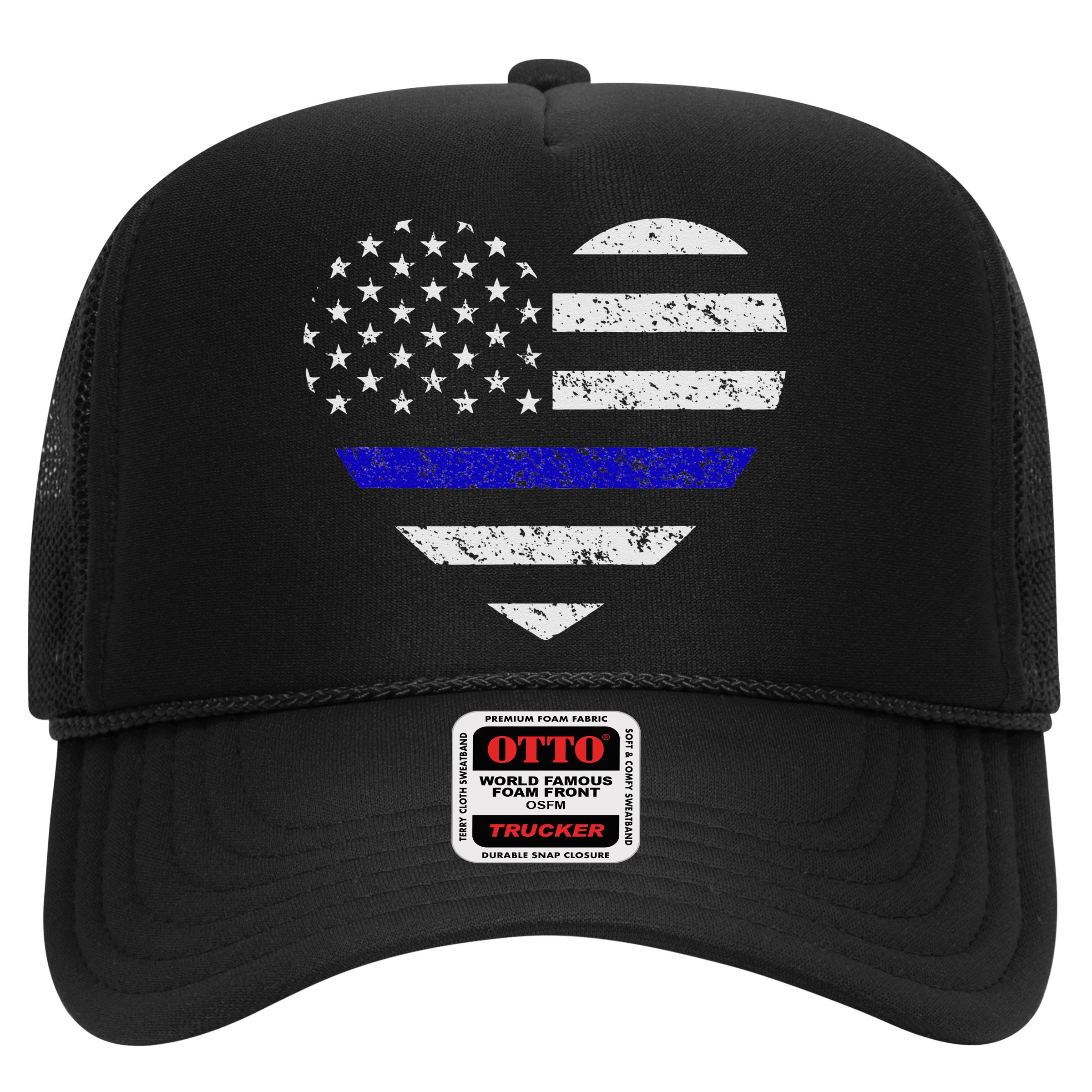 Thin Blue Line American Flag Heart Police Hat