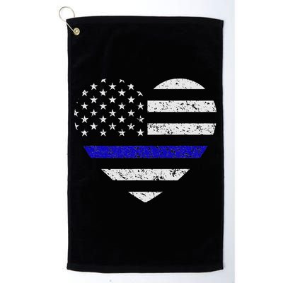 Thin Blue Line American Flag Heart Police Golf Towel