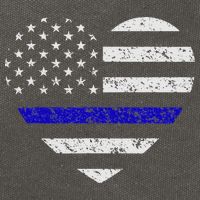 Thin Blue Line American Flag Heart Police Cotton Canvas Backpack