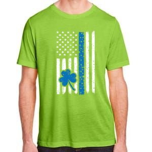 Thin Blue Line St Patrick's Day Gift Police Cop Usa Flag Cool Gift Adult ChromaSoft Performance T-Shirt