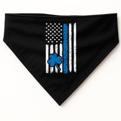 Thin Blue Line St Patrick's Day Gift Police Cop Usa Flag Cool Gift USA-Made Doggie Bandana