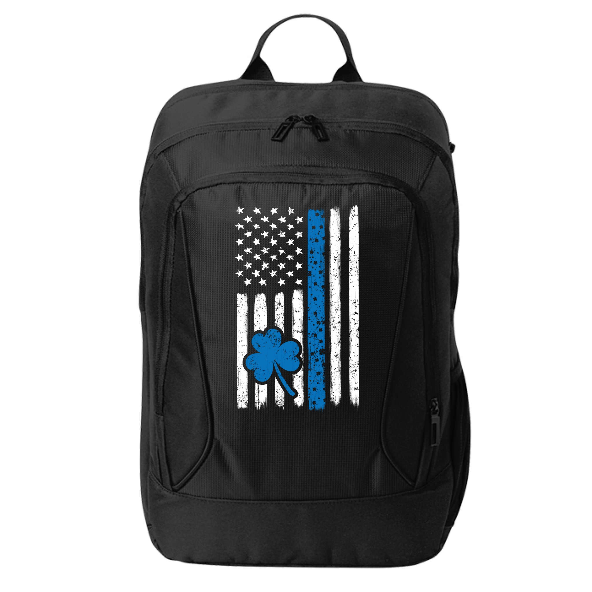 Thin Blue Line St Patrick's Day Gift Police Cop Usa Flag Cool Gift City Backpack