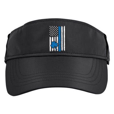 Thin Blue Line St Patrick's Day Gift Police Cop Usa Flag Cool Gift Adult Drive Performance Visor