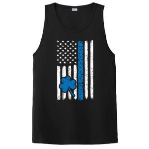 Thin Blue Line St Patrick's Day Gift Police Cop Usa Flag Cool Gift PosiCharge Competitor Tank