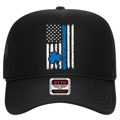 Thin Blue Line St Patrick's Day Gift Police Cop Usa Flag Cool Gift Trucker Hat