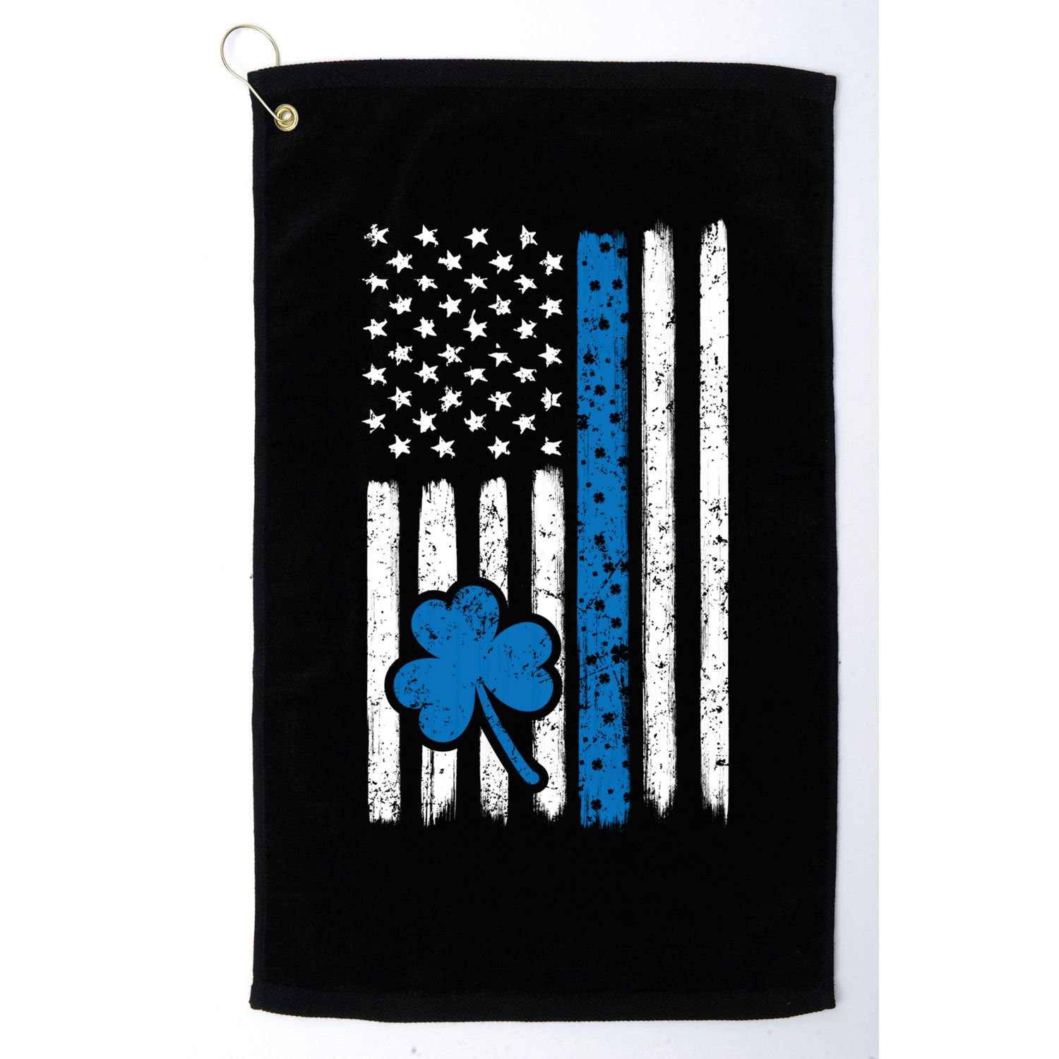 Thin Blue Line St Patrick's Day Gift Police Cop Usa Flag Cool Gift Golf Towel