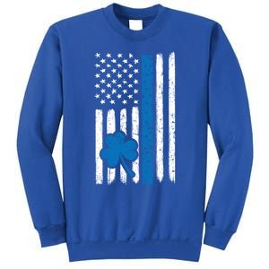 Thin Blue Line St Patrick's Day Gift Police Cop Usa Flag Cool Gift Sweatshirt