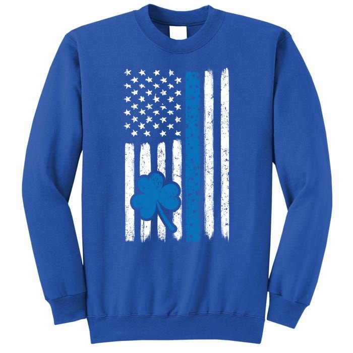 Thin Blue Line St Patrick's Day Gift Police Cop Usa Flag Cool Gift Sweatshirt