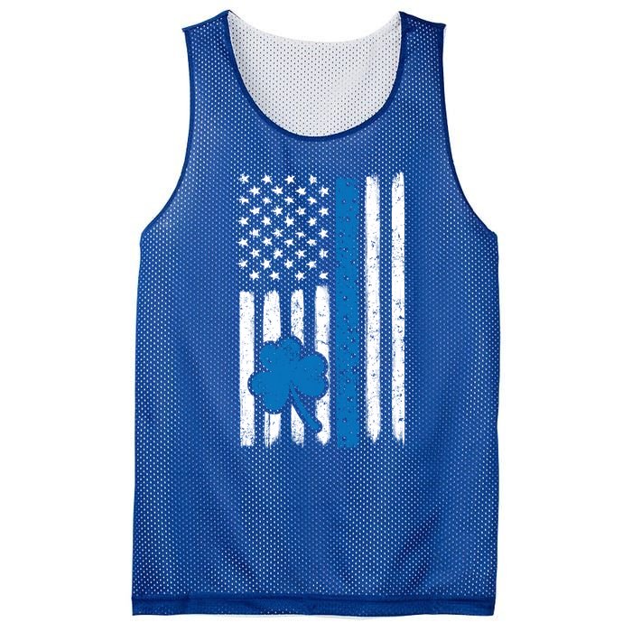 Thin Blue Line St Patrick's Day Gift Police Cop Usa Flag Cool Gift Mesh Reversible Basketball Jersey Tank