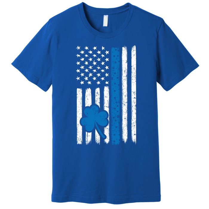 Thin Blue Line St Patrick's Day Gift Police Cop Usa Flag Cool Gift Premium T-Shirt