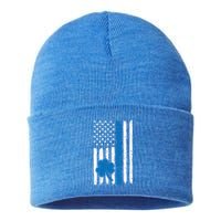 Thin Blue Line St Patrick's Day Gift Police Cop Usa Flag Cool Gift Sustainable Knit Beanie