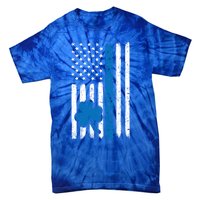 Thin Blue Line St Patrick's Day Gift Police Cop Usa Flag Cool Gift Tie-Dye T-Shirt