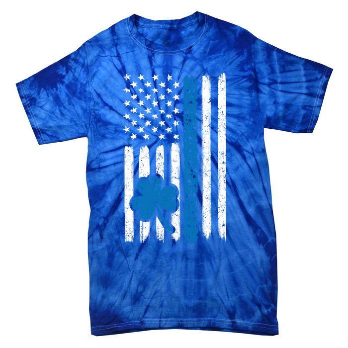 Thin Blue Line St Patrick's Day Gift Police Cop Usa Flag Cool Gift Tie-Dye T-Shirt