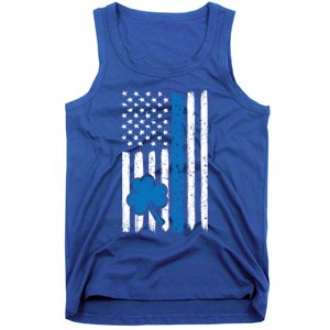 Thin Blue Line St Patrick's Day Gift Police Cop Usa Flag Cool Gift Tank Top