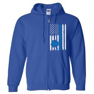 Thin Blue Line St Patrick's Day Gift Police Cop Usa Flag Cool Gift Full Zip Hoodie