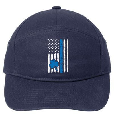 Thin Blue Line St Patrick's Day Gift Police Cop Usa Flag Cool Gift 7-Panel Snapback Hat