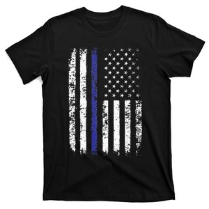 Thin Blue Line American Flag Police Officer Back Dad Gift T-Shirt