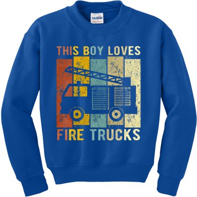 This Boy Loves Fire Trucks Fire Truck Firefighter Kids Sweatshirt