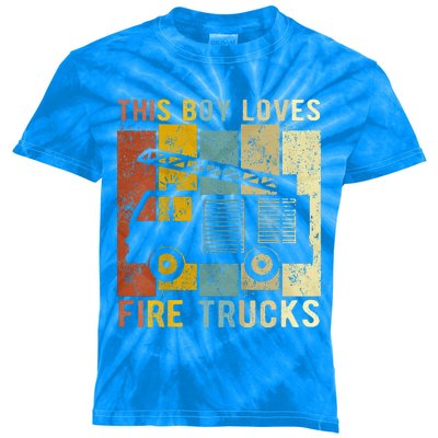 This Boy Loves Fire Trucks Fire Truck Firefighter Kids Tie-Dye T-Shirt