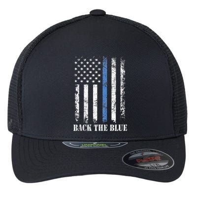 Thin Blue Line Back The Blue American Flag Police Support Flexfit Unipanel Trucker Cap