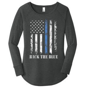 Thin Blue Line Back The Blue American Flag Police Support Women's Perfect Tri Tunic Long Sleeve Shirt