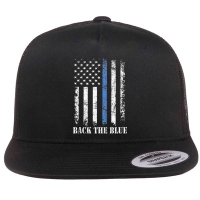 Thin Blue Line Back The Blue American Flag Police Support Flatbill Hat