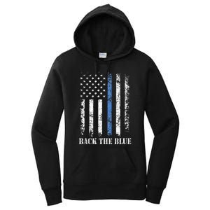 Thin Blue Line Back The Blue American Flag Police Support Women's Pullover Hoodie