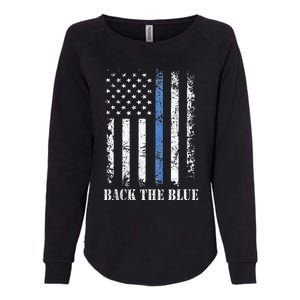 Thin Blue Line Back The Blue American Flag Police Support Womens California Wash Sweatshirt