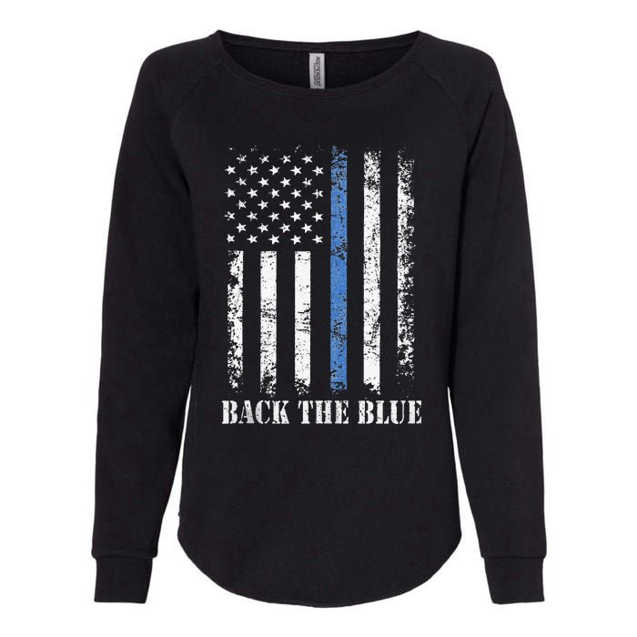 Thin Blue Line Back The Blue American Flag Police Support Womens California Wash Sweatshirt