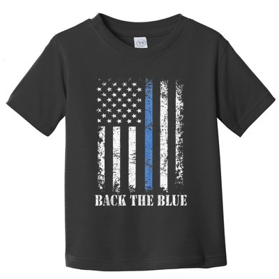 Thin Blue Line Back The Blue American Flag Police Support Toddler T-Shirt