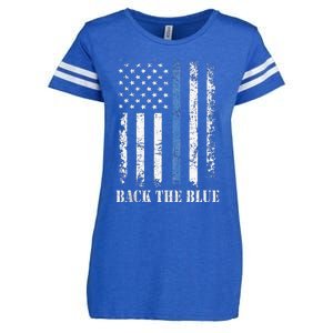 Thin Blue Line Back The Blue American Flag Police Support Enza Ladies Jersey Football T-Shirt