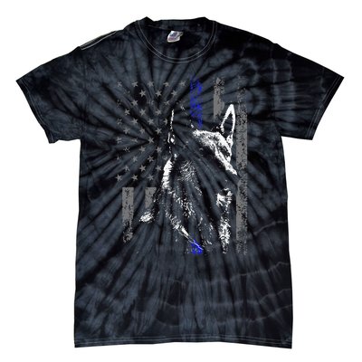 Thin Blue Line Flag K9 German Shepherd Police Dog Gift Men Tie-Dye T-Shirt