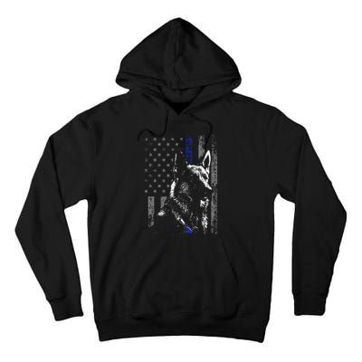 Thin Blue Line Flag K9 German Shepherd Police Dog Gift Men Tall Hoodie