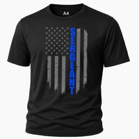 Thin Blue Line Flag For Police Sergeant Cooling Performance Crew T-Shirt