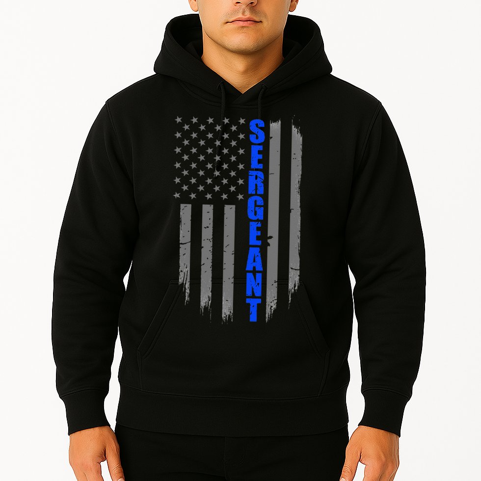 Thin Blue Line Flag For Police Sergeant Hoodie