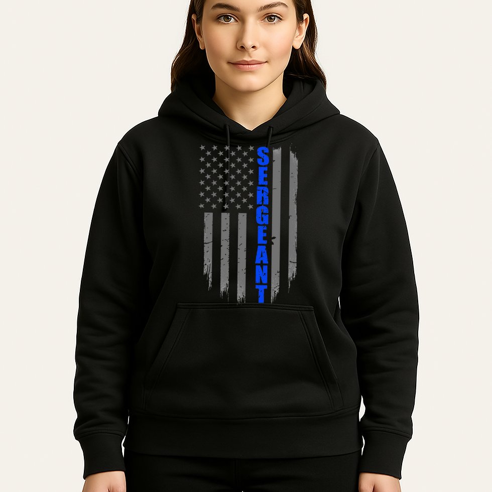 Thin Blue Line Flag For Police Sergeant Hoodie