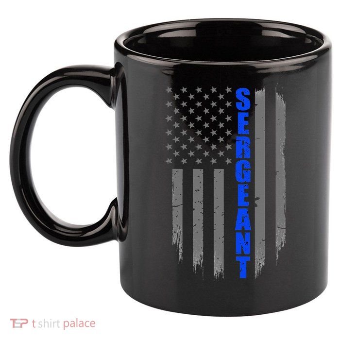 Thin Blue Line Flag For Police Sergeant 11oz C Handle Ceramic Mug