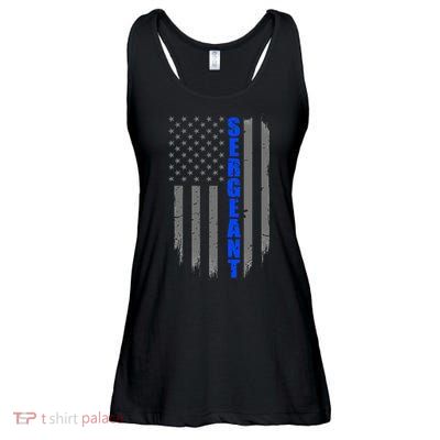 Thin Blue Line Flag For Police Sergeant Ladies Essential Flowy Tank