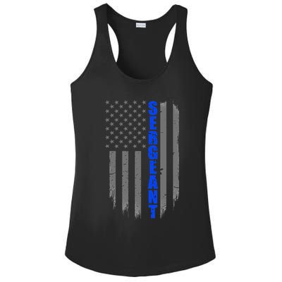 Thin Blue Line Flag For Police Sergeant Ladies PosiCharge Competitor Racerback Tank