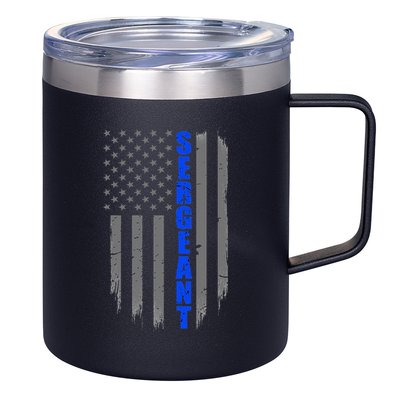 Thin Blue Line Flag For Police Sergeant 12oz Stainless Steel Coffee Mug