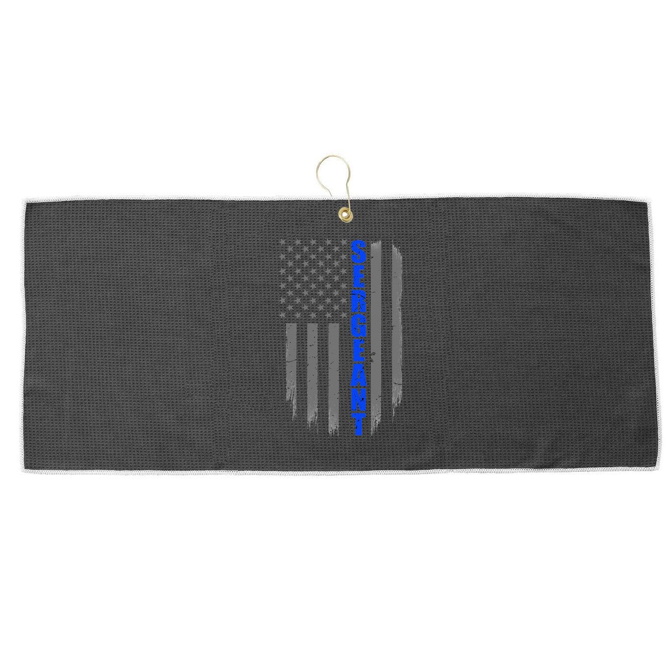 Thin Blue Line Flag For Police Sergeant Large Microfiber Waffle Golf Towel