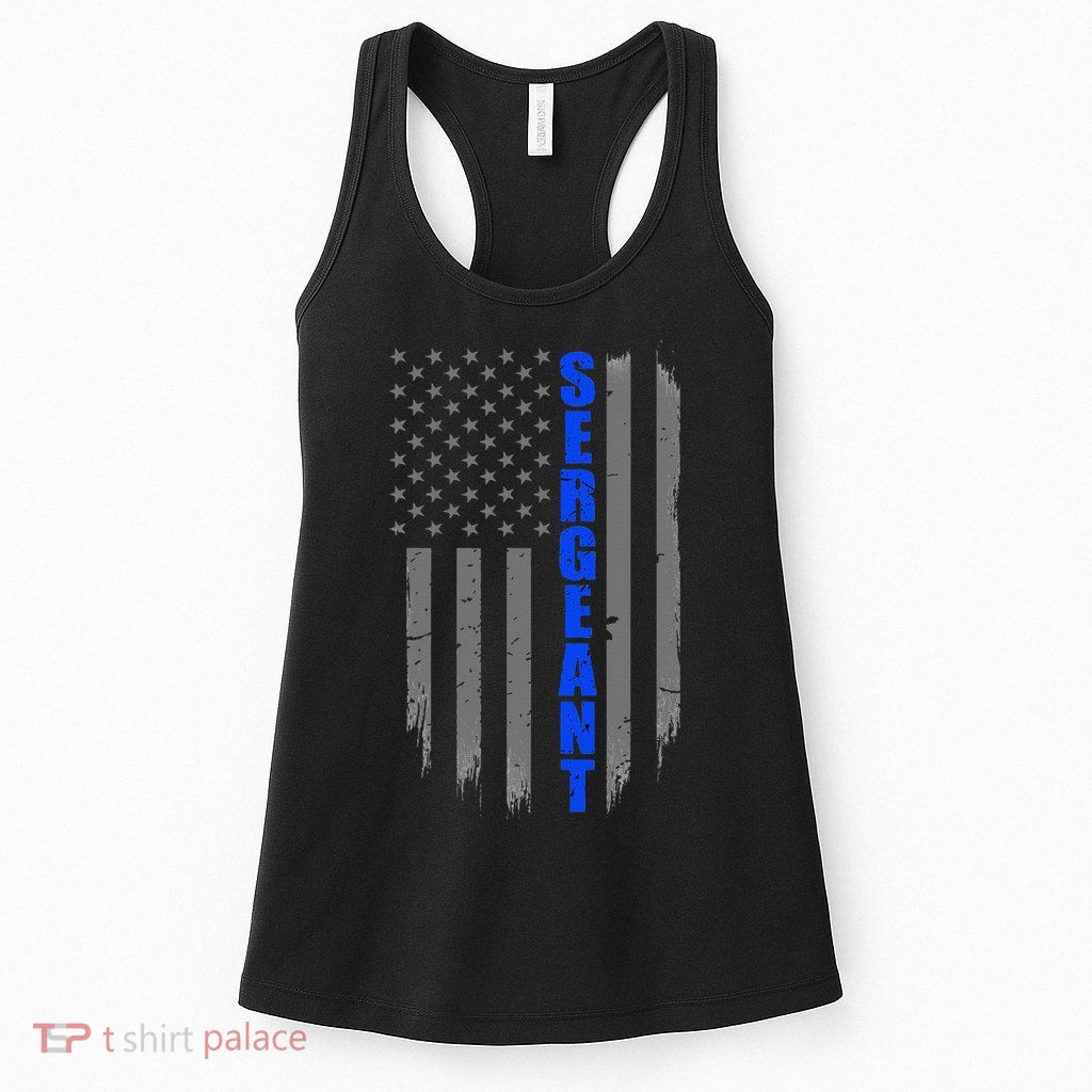 Thin Blue Line Flag For Police Sergeant Womens Tank Top